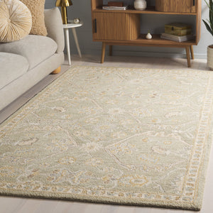 Safavieh Blossom Runner Area Rug - Hand-tufted Wool With Floral Motifs For Elegant Home Décor And Comfort Sage ,Beige Wool Blm701w-5
