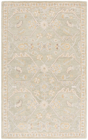 Safavieh Blossom Hand Tufted Wool Area Rug - Elegant Floral Design From India - Timeless Home Décor Piece Sage ,Beige Wool Blm701w-6sq