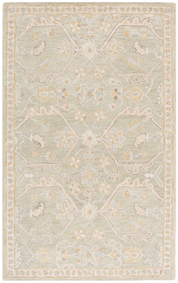 Safavieh Blossom Hand Tufted Wool Area Rug - Elegant Floral Design From India - Timeless Home Décor Piece Sage ,Beige Wool Blm701w-6sq