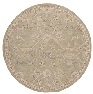 Safavieh Blossom Hand Tufted Wool Area Rug - Elegant Floral Design From India - Timeless Home Décor Piece Sage ,Beige Wool Blm701w-6sq