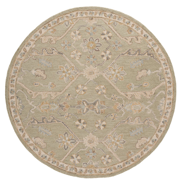 Safavieh Blossom Hand Tufted Wool Area Rug - Elegant Floral Design From India - Timeless Home Décor Piece Sage ,Beige Wool Blm701w-6sq
