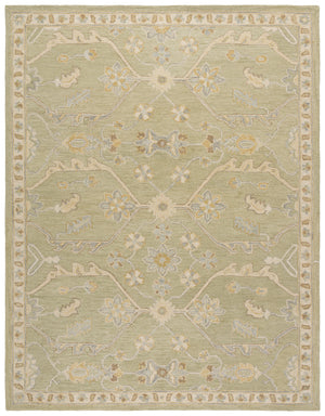 Safavieh Blossom Hand Tufted Wool Area Rug - Elegant Floral Design From India - Timeless Home Décor Piece Sage ,Beige Wool Blm701w-6sq