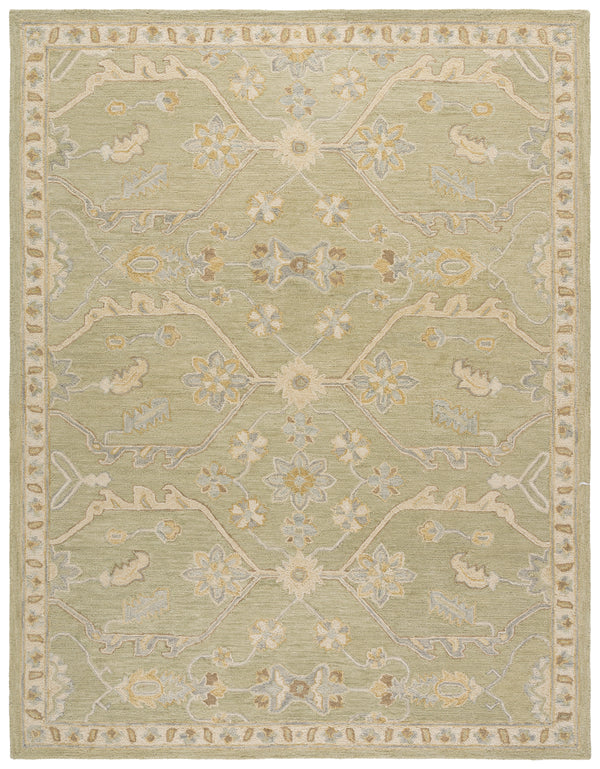 Safavieh Blossom Hand Tufted Wool Area Rug - Elegant Floral Design From India - Timeless Home Décor Piece Sage ,Beige Wool Blm701w-6sq