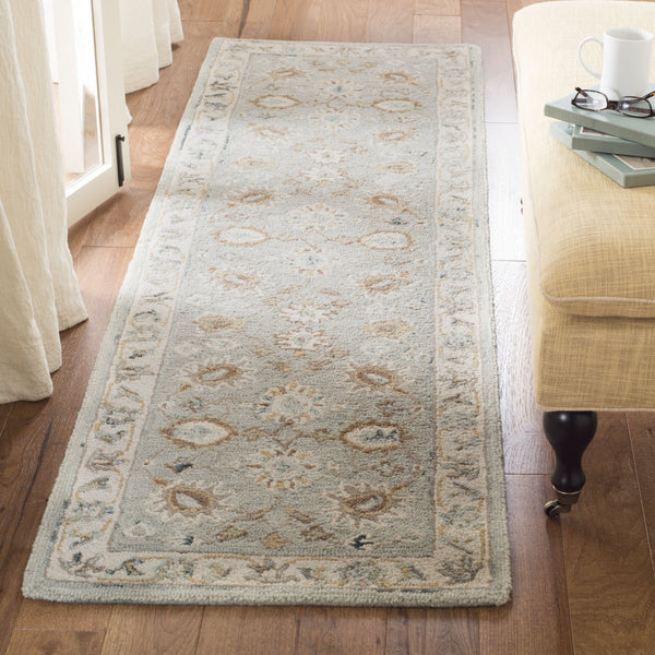 Safavieh Blossom Hand-Tufted 2'3" X 6' Wool Runner In Aqua Ivory – Low-Profile Floral Motif For Hallways BLM702M-26