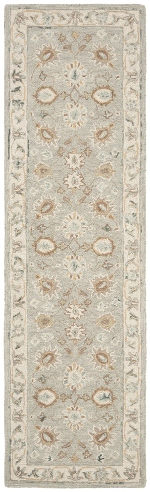 Safavieh Blossom Hand-Tufted 2'3" X 6' Wool Runner In Aqua Ivory – Low-Profile Floral Motif For Hallways BLM702M-26