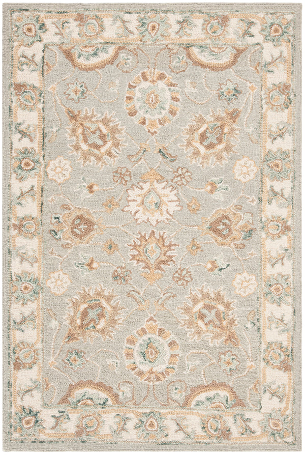 Safavieh Blossom Hand-tufted Wool Area Rug With Floral Motifs, Luxurious Comfort For Elegant Living Spaces Aqua ,Ivory Wool Blm702m-3