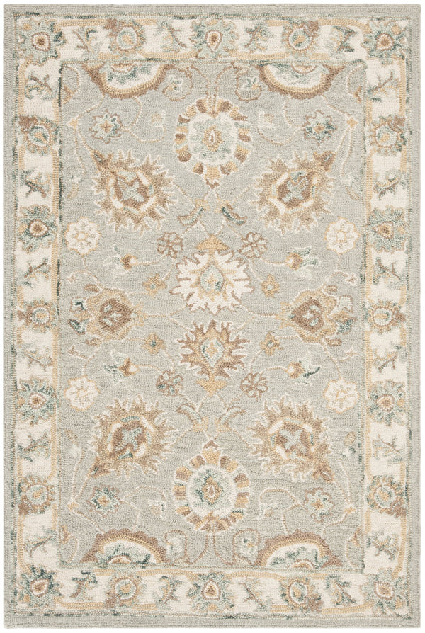 Safavieh Blossom Hand-Tufted 2'3" X 6' Wool Runner In Aqua Ivory – Low-Profile Floral Motif For Hallways BLM702M-26