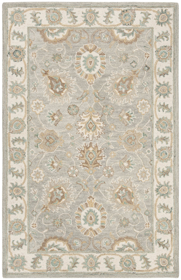 Safavieh Blossom Hand-Tufted 2'3" X 6' Wool Runner In Aqua Ivory – Low-Profile Floral Motif For Hallways BLM702M-26