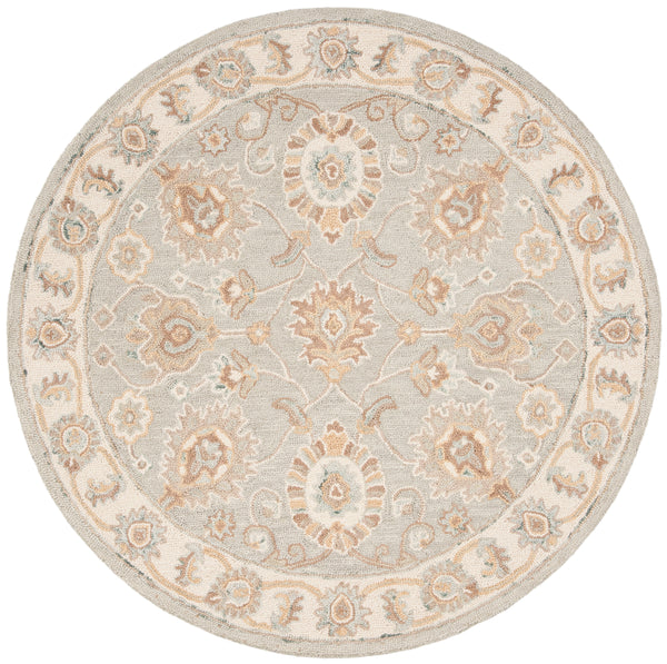Safavieh Blossom Hand-tufted Wool Area Rug With Floral Motifs, Luxurious Comfort For Elegant Living Spaces Aqua ,Ivory Wool Blm702m-3