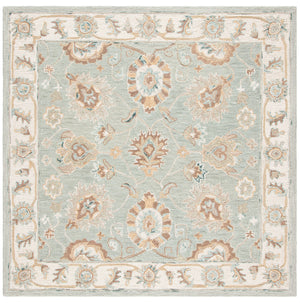 Safavieh Blossom Hand-tufted Wool Area Rug With Floral Motifs, Luxurious Comfort For Elegant Living Spaces Aqua ,Ivory Wool Blm702m-3