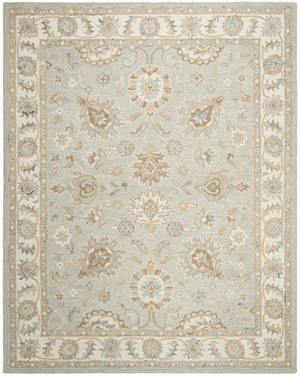 Safavieh Blossom Hand-Tufted 2'3" X 6' Wool Runner In Aqua Ivory – Low-Profile Floral Motif For Hallways BLM702M-26
