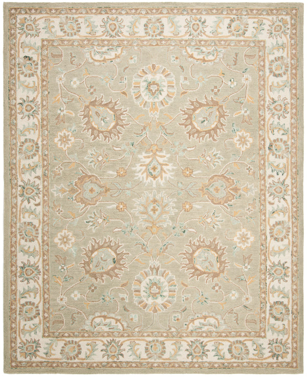 Safavieh Blossom Hand-tufted Wool Area Rug With Floral Motifs, Luxurious Comfort For Elegant Living Spaces Sage ,Ivory Wool Blm702w-210