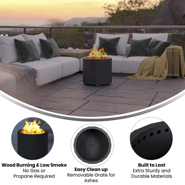 English Elm Titus Smokeless Outdoor Firepit - 19.5 Inch Portable Wood Burning Fire Pit for Gatherings & Camping Black BLN-HY-B-2201FP-02PC-19-5-BK-GG