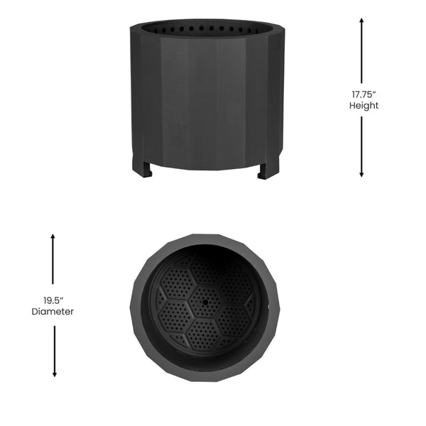 English Elm Titus Smokeless Outdoor Firepit - 19.5 Inch Portable Wood Burning Fire Pit for Gatherings & Camping Black BLN-HY-B-2201FP-02PC-19-5-BK-GG