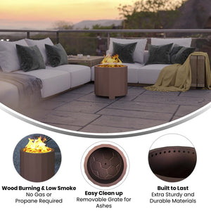 English Elm Titus Smokeless Outdoor Firepit - 19.5 Inch Portable Wood Burning Fire Pit for Gatherings & Camping Bronze BLN-HY-B-2201FP-02PC-19-5-BRZ-GG