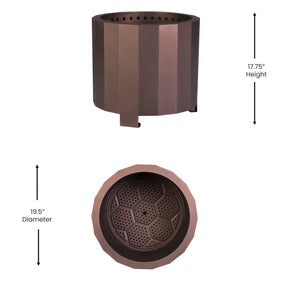 English Elm Titus Smokeless Outdoor Firepit - 19.5 Inch Portable Wood Burning Fire Pit for Gatherings & Camping Bronze BLN-HY-B-2201FP-02PC-19-5-BRZ-GG