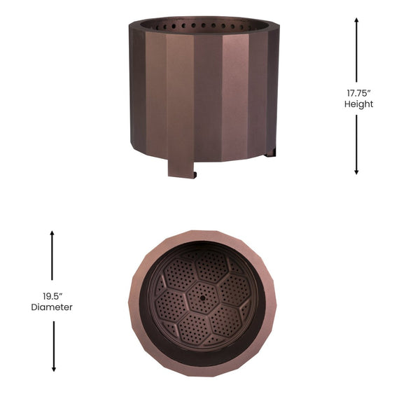 English Elm Titus Smokeless Outdoor Firepit - 19.5 Inch Portable Wood Burning Fire Pit for Gatherings & Camping Bronze BLN-HY-B-2201FP-02PC-19-5-BRZ-GG