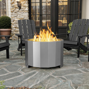 English Elm Titus Commercial Grade 27 Inch Smokeless Outdoor Firepit for Cozy Gatherings and Easy Setup Stainless Steel BLN-HY-B-2201FP-03-27-SS-GG