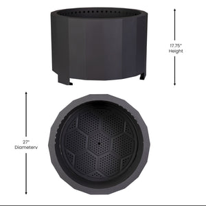 English Elm Titus Commercial Grade 27 Inch Smokeless Outdoor Firepit for Cozy Gatherings and Easy Setup Black BLN-HY-B-2201FP-03PC-BK-GG