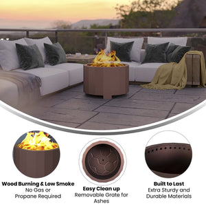 English Elm Titus Commercial Grade 27 Inch Smokeless Outdoor Firepit for Cozy Gatherings and Easy Setup Bronze BLN-HY-B-2201FP-03PC-BRZ-GG