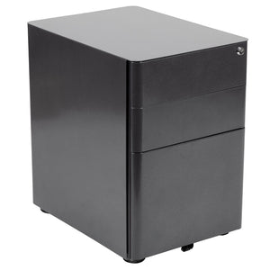 English Elm Stiles Modern Work From Home Kit - Glass Desk, Ergonomic Mesh Chair, & Secure Filing Cabinet Set BLN-NAN28CHPX5-BK-GG