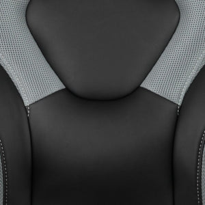 English Elm Optis Gaming Desk and Racing Chair Set with Ergonomic Design, Cable Management, and Cup Holder Gray BLN-X10D1904-GY-GG