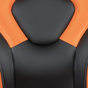 English Elm Optis Gaming Desk and Racing Chair Set with Ergonomic Design, Cable Management, and Cup Holder Orange BLN-X10D1904-OR-GG