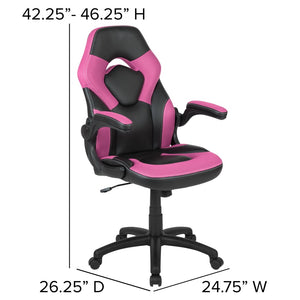 English Elm Optis Gaming Desk and Racing Chair Set with Ergonomic Design, Cable Management, and Cup Holder Pink BLN-X10D1904-PK-GG