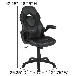 English Elm Optis Gaming Desk and Ergonomic Racing Chair Set with Cup Holder, Headphone Hook & Cable Management Black BLN-X10D1904L-BK-GG