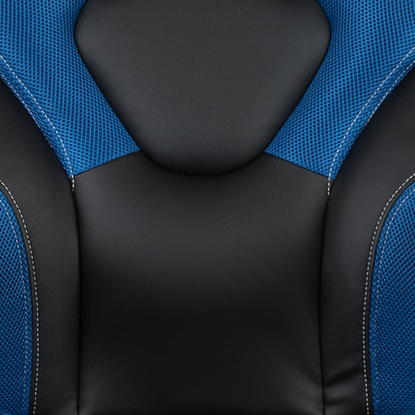 English Elm Optis Gaming Desk and Ergonomic Racing Chair Set with Cup Holder, Headphone Hook & Cable Management Blue BLN-X10D1904L-BL-GG