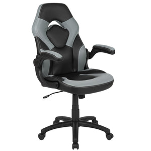 English Elm Optis Gaming Desk and Ergonomic Racing Chair Set with Cup Holder, Headphone Hook & Cable Management Gray BLN-X10D1904L-GY-GG