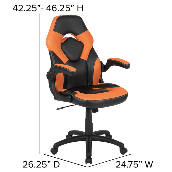 English Elm Optis Gaming Desk and Ergonomic Racing Chair Set with Cup Holder, Headphone Hook & Cable Management Orange BLN-X10D1904L-OR-GG