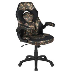 English Elm Optis Gaming Desk and Ergonomic Racing Chair Set with Cup Holder, Headset Hook, and Comfort Features Camouflage BLN-X10RSG1030-CAM-GG