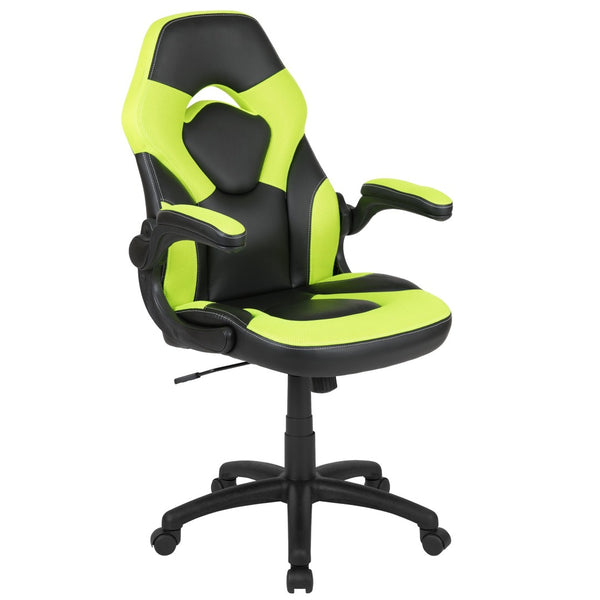English Elm Optis Gaming Desk and Ergonomic Racing Chair Set with Cup Holder, Headset Hook, and Comfort Features Green BLN-X10RSG1030-GN-GG