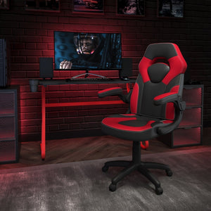 English Elm Optis Gaming Desk and Ergonomic Racing Chair Set with Cup Holder, Headset Hook, and Comfort Features Red BLN-X10RSG1030-RD-GG