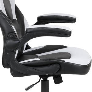 English Elm Optis Gaming Desk and Ergonomic Racing Chair Set with Cup Holder, Headset Hook, and Comfort Features White BLN-X10RSG1030-WH-GG