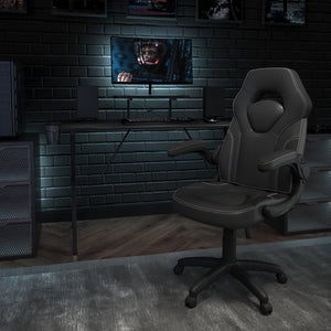 English Elm Optis Gaming Desk and Racing Chair Set with Monitor Stand, Cup Holder, and Ergonomic Design Black BLN-X10RSG1031-BK-GG