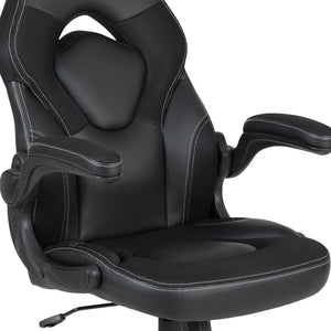 English Elm Optis Gaming Desk and Racing Chair Set with Monitor Stand, Cup Holder, and Ergonomic Design Black BLN-X10RSG1031-BK-GG