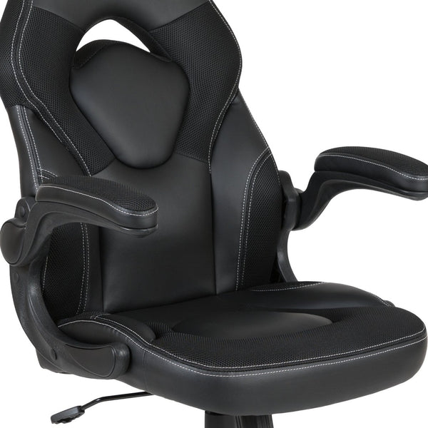 English Elm Optis Gaming Desk and Racing Chair Set with Monitor Stand, Cup Holder, and Ergonomic Design Black BLN-X10RSG1031-BK-GG