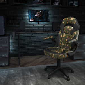 English Elm Optis Gaming Desk and Racing Chair Set with Monitor Stand, Cup Holder, and Ergonomic Design Camouflage BLN-X10RSG1031-CAM-GG