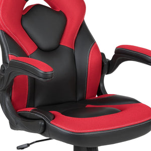 English Elm Optis Gaming Desk and Racing Chair Set with Monitor Stand, Cup Holder, and Ergonomic Design Red BLN-X10RSG1031-RD-GG