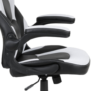 English Elm Optis Gaming Desk and Racing Chair Set with Monitor Stand, Cup Holder, and Ergonomic Design White BLN-X10RSG1031-WH-GG