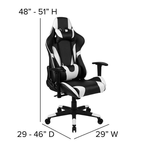 English Elm Optis Gaming Desk and Ergonomic Racing Chair Set with Cup Holder, Headphone Hook, and Mouse Pad Black BLN-X20D1904L-BK-GG