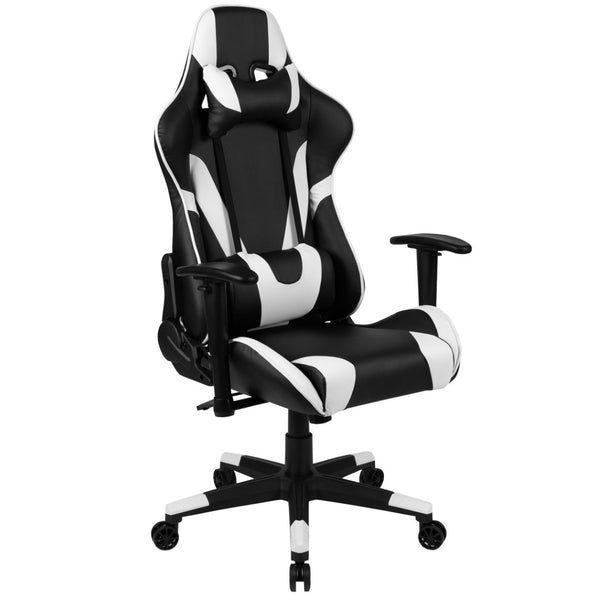 English Elm Optis Gaming Desk and Ergonomic Racing Chair Set with Cup Holder, Headphone Hook, and Mouse Pad Black BLN-X20D1904L-BK-GG
