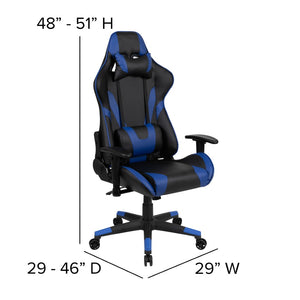 English Elm Optis Gaming Desk and Ergonomic Racing Chair Set with Cup Holder, Headphone Hook, and Mouse Pad Blue BLN-X20D1904L-BL-GG