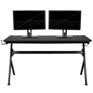 English Elm Optis Gaming Desk and Ergonomic Racing Chair Set with Cup Holder, Headphone Hook, and Mouse Pad Blue BLN-X20D1904L-BL-GG