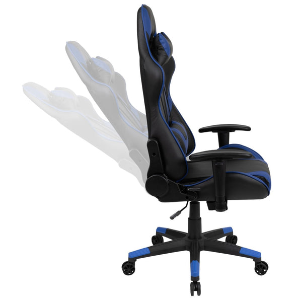 English Elm Optis Gaming Desk and Ergonomic Racing Chair Set with Cup Holder, Headphone Hook, and Mouse Pad Blue BLN-X20D1904L-BL-GG