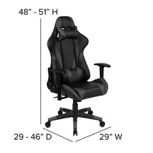 English Elm Optis Gaming Desk and Ergonomic Racing Chair Set with Cup Holder, Headphone Hook, and Mouse Pad Gray BLN-X20D1904L-GY-GG