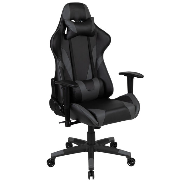 English Elm Optis Gaming Desk and Ergonomic Racing Chair Set with Cup Holder, Headphone Hook, and Mouse Pad Gray BLN-X20D1904L-GY-GG