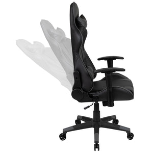 English Elm Optis Gaming Desk and Ergonomic Racing Chair Set with Cup Holder, Headphone Hook, and Mouse Pad Gray BLN-X20D1904L-GY-GG
